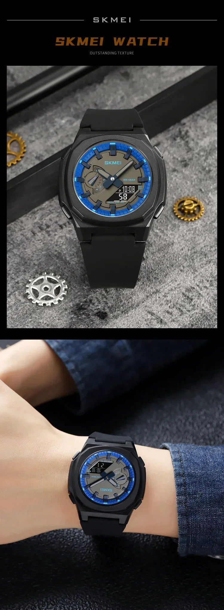 SKMEI 2091 5 Alarms Date Clock reloj hombre with Japan Digital Movement Sport Watches Waterproof Men Countdown Chrono Wriswatch