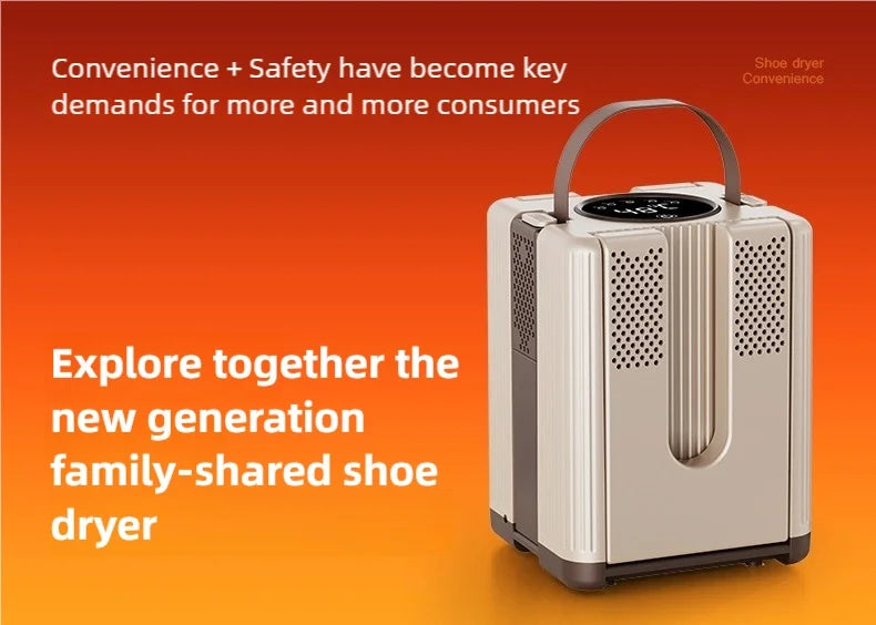 New 6-head shoe dryer can dry up to 3 pairs of shoes at a time. It quickly dries, deodorizes, disinfects, and has a smart timer