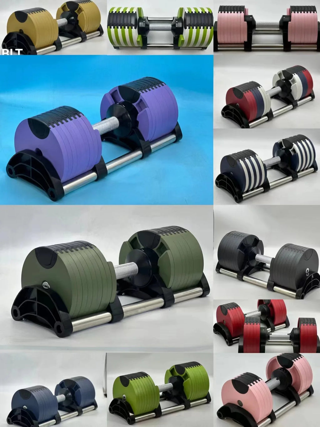 2024 New Arrivals Premium Quality 32kg 36kg 80lb 90lb 100lb 2kg Increments Adjustable Dumbbell with Bracket