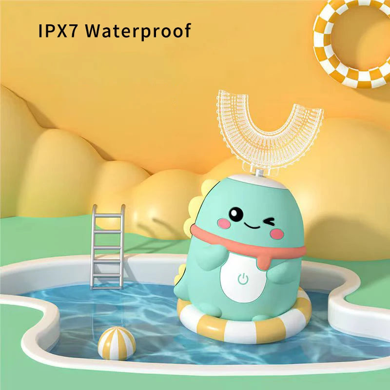 360Degrees Sonic Electric Toothbrush U Shape for Kids Children Intelligent Automatic USB Charging Blue Light for Tooth Whitening