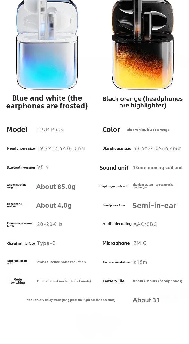 Luminous quicksand e-sports in-ear active noise reduction bluetooth headset high sound quality long battery life true wireless