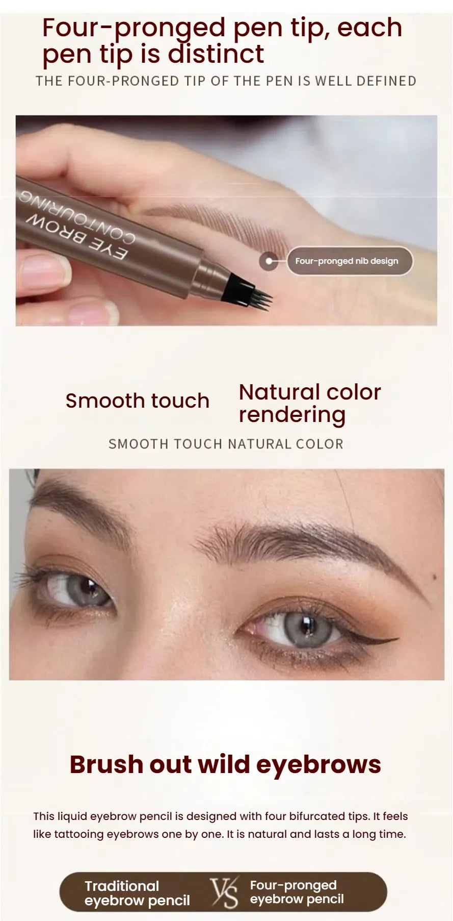 5 Colors Microblading Eyebrow Pen Waterproof Liquid Eyebrow Pencil Long Lasting Eyebrow Pen 4 Points Eye Brow Pen Cosmetics