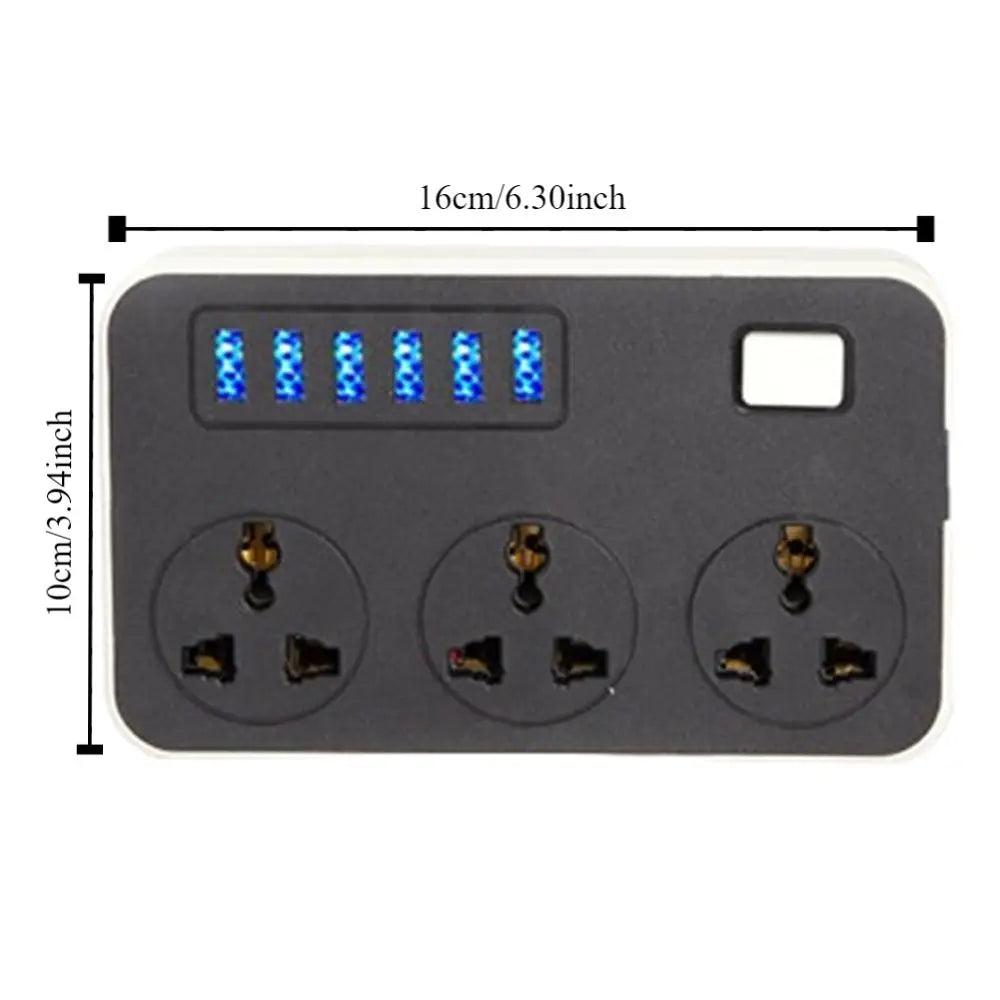 UK EU US Outlet Power Strip 2m Extension Cord 3-Outlets Extended USB Socket Power Button Safe Universal Plug Electrical Socket