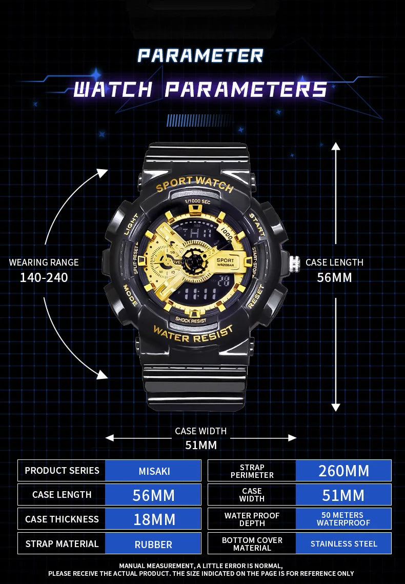 ACHENGY Military Men Sports Wristwatch Multifunction Men's Digital Watches Waterproof Clock Student Electronic Watch for man