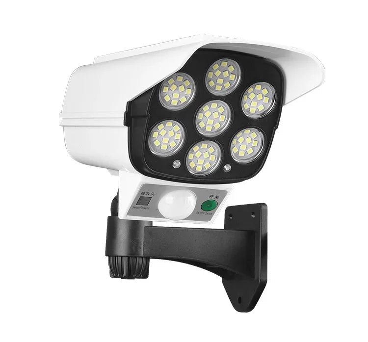 Security Dummy Camera Lamp 77 LEDs Motion Sensor Solar Night Lights Waterproof 3 Lighting Modes Home Porch Garden FloodLight