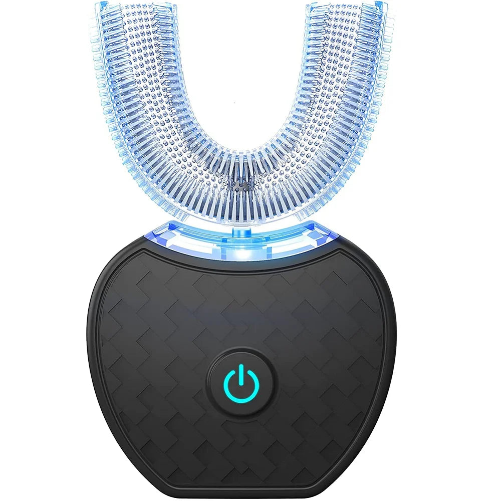U Shape 360 Degree Automatic Lazy Sonic Electric Toothbrush Cold Blue Light Tooth Whitening Tool Ultrasonic Tooth Cleaner Brush