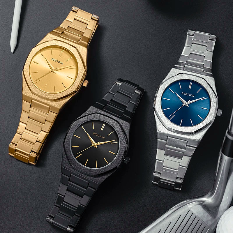 Luxury unique watches for men alloy steel with quartz watches simple line dial business party men watches fashion men's watches