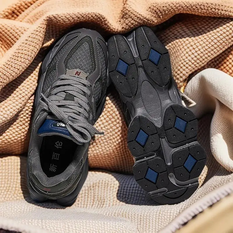 New series of dad shoes, retro distressed, dark  gray, height increasing, men's and women's running shoes