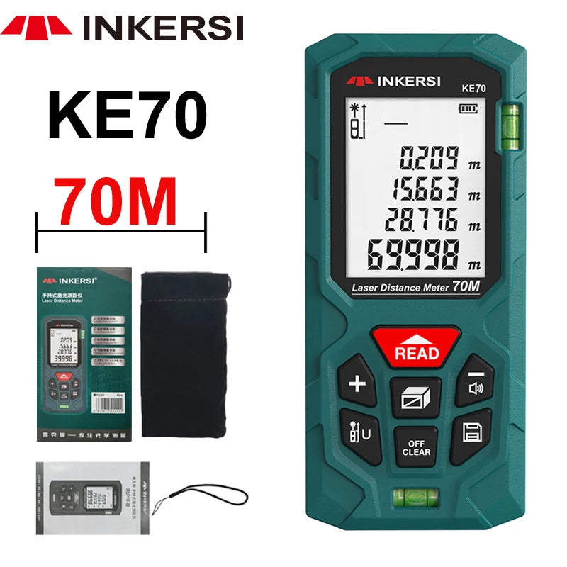 INKERSI Laser Rangefinder Digital Tape Measure 40M/70M/120m High Precision Laser Distance Meter Digital Roulette Range Finder