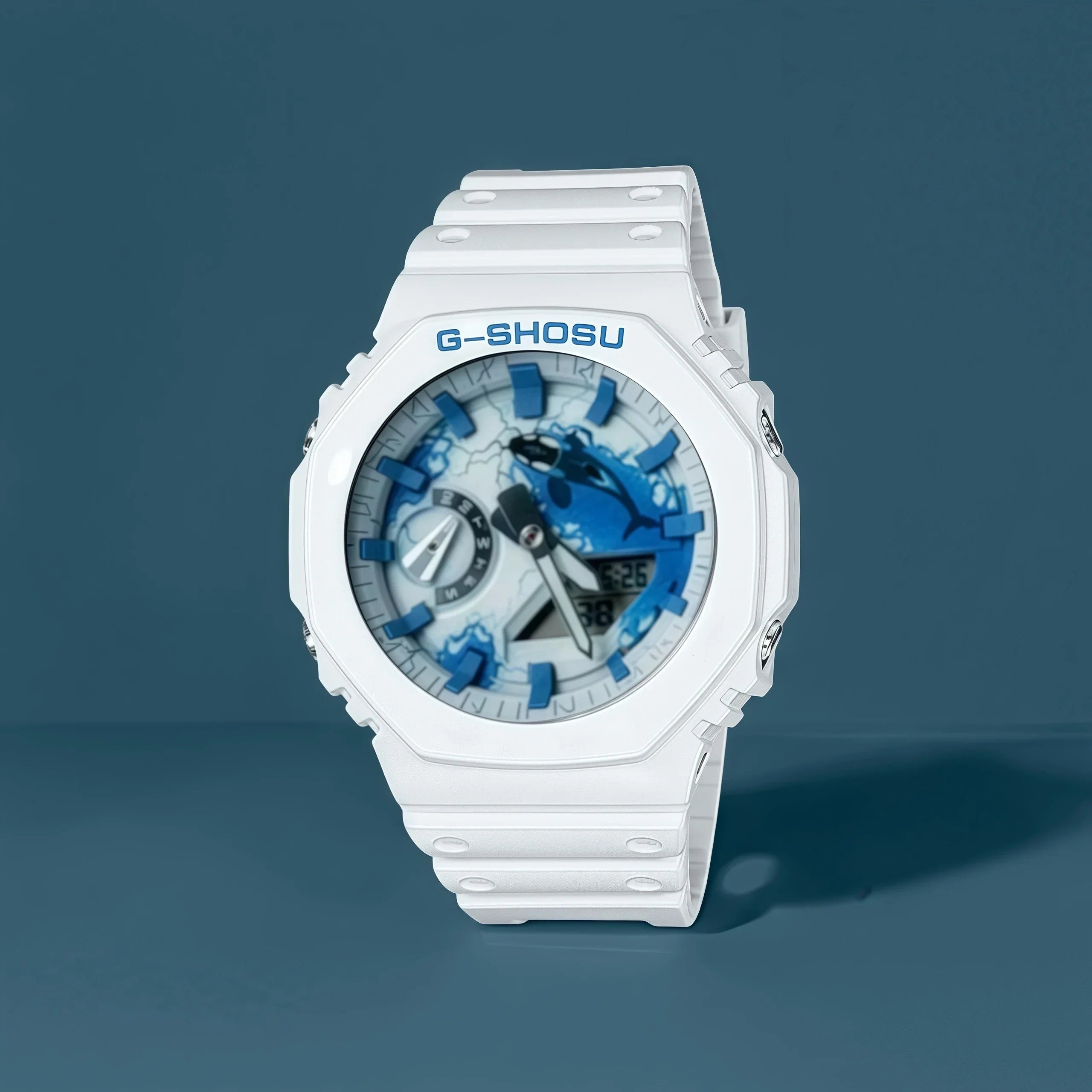 Unisex Electronic Digital Watch LED Dual Display World Time Rubber Strap Full Function Oak Series