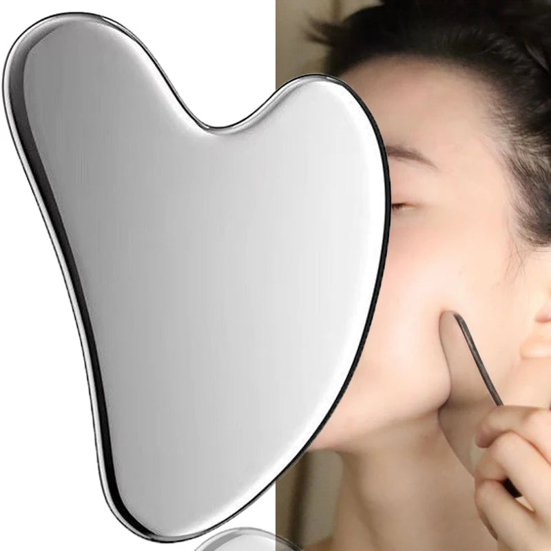Stainless Steel Gua Sha Scraper Heart Shape Massage Board Face Neck Body Relaxation Facial Scraping Plate SPA Beauty Tools