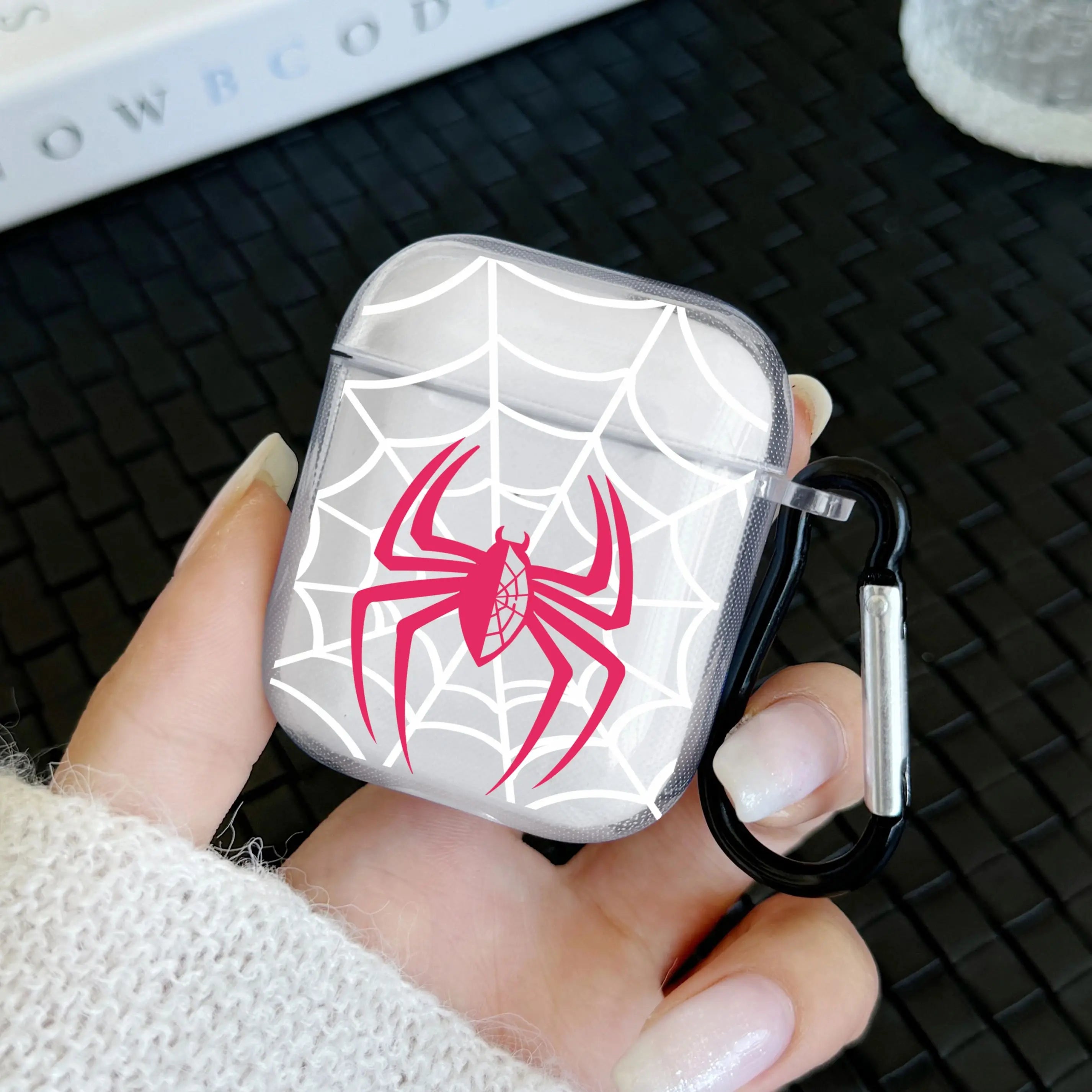 Transparent Spider Headphone Case For Airpods Pro 2 TPU Soft Cover For AirPods 1 2 3 4 Pro Rose Red Headphone Protective Case