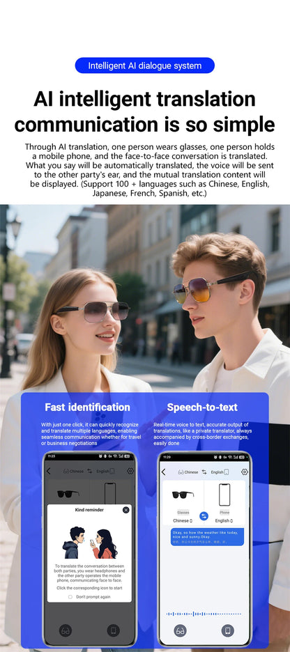 2025 Smart Glasses Fashion Luxury Men Women Polygonal Eye Protection Sun Glasses Trendy Retro Driving Sports AI Goggle Shades