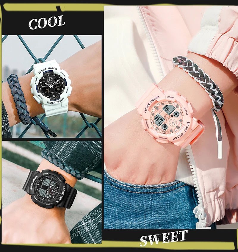 SANDA Multifunctional Sports Watch Waterproof Luminous Dual Movement Quartz Electronic Watch Fashion Couple Watch for Men Women