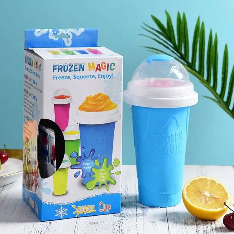 Slushie Cup DIY Magic Slushy Maker Cups Portable Cup for Juices Milk and Ice Cream Make Double Layers Silica with Lid Straw