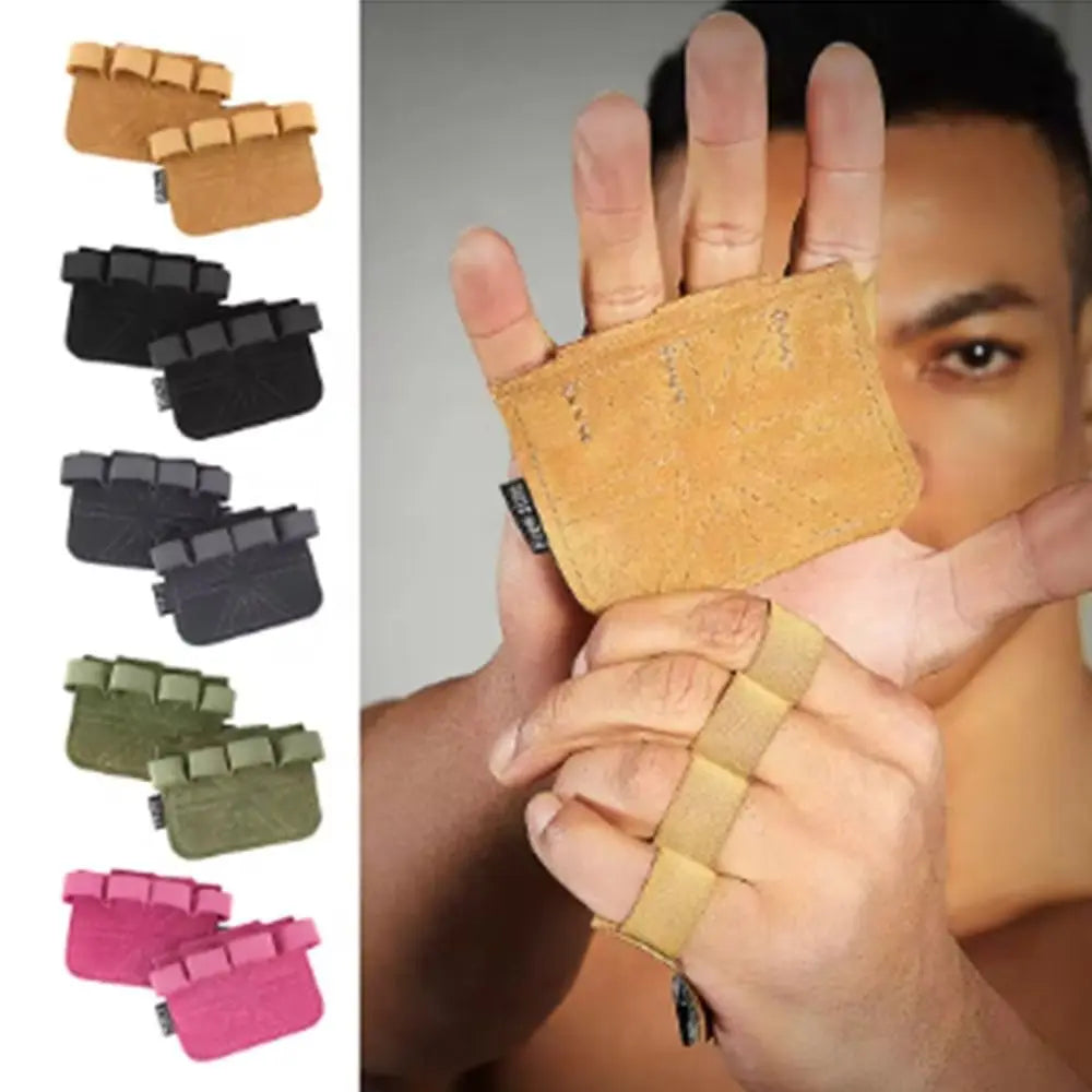 1Pair Leather Weight Lifting Training Gloves Palm Protection Breathable Gym Gloves Grips Anti-Skid Thicken