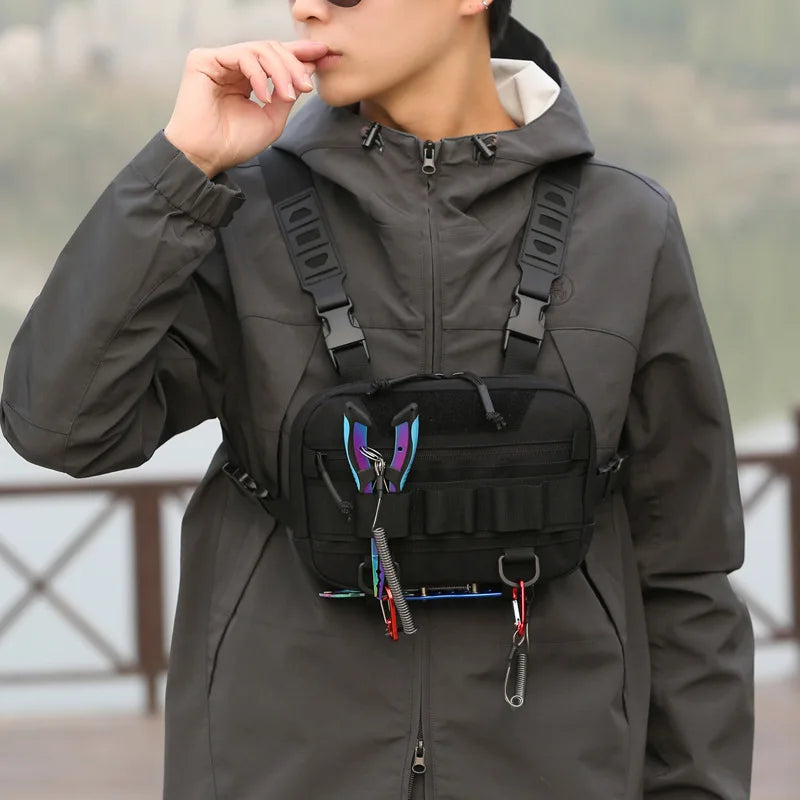 Fishing Chest Bag Men's Tactical Bag Waterproof Molle Nylon Climbing Camping Backpack Outdoor Travel Vest Backpack Fanny Pack