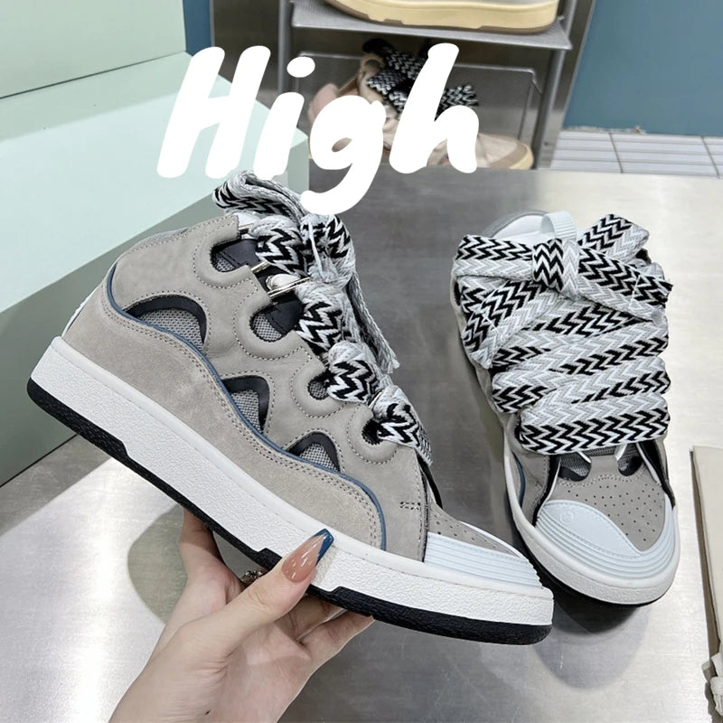 Men's Women's sports shoes Casual Shoes Colorful shoelace Matching Splicing color design Thick tongue Fashion Shoes Luxury
