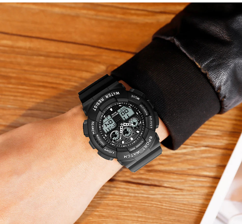 Sport Watch Men Luxury Double Time Electrconi Watches Women's Wristwatch Fashion Shockproof Stopwatch Military Sports Clock