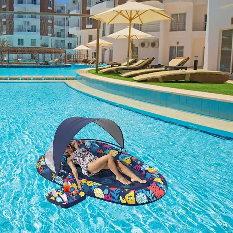 PVC Inflatable Pool Floating Lounger With Drink Holder Water Lounger Adult Water Sports Surfboard Air Bed Water Sofa Bed