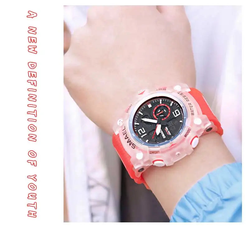 SMAEL Sport Watch Military Wristwatch for Men Alarm Stopwatch LED Digital Back Light Dual Time Display Waterproof Watch Men 8007