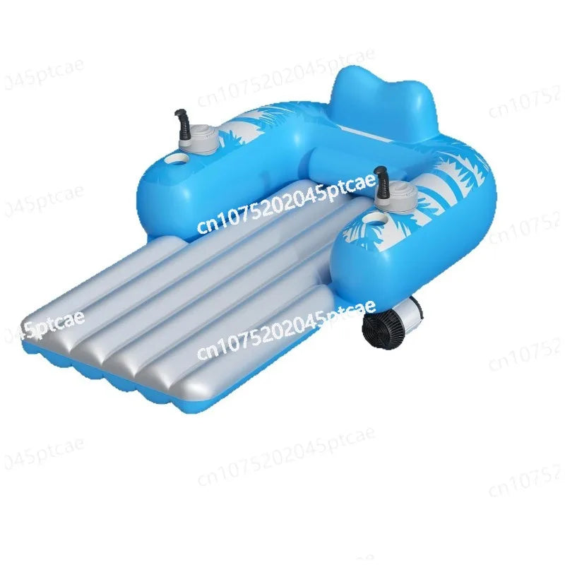 PVC Inflatable Rechargeable Pool Motor Floating Row with Dual Motors and 2 Storage Compartments Adult Electric Water Lounge