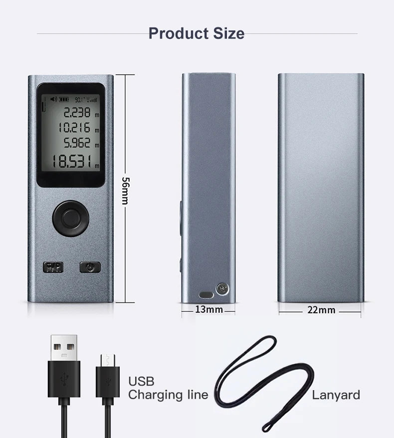 Mini Laser Rangefinder 30M High Precision Measurement Laser Distance 24g USB Rechargeable Handheld Distance Meter Smart Portable