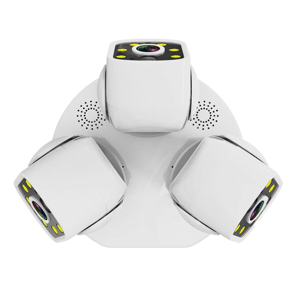 Smart 15MP Triple-Lens Bulb Security Camera 360° PTZ Auto Tracking 15MP 9MP Night Vision WiFi Waterproof CCTV 3-Screen View