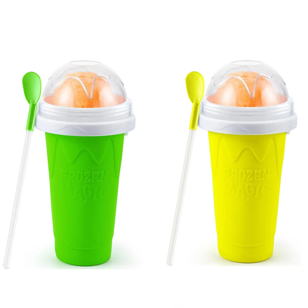 Slushie Cup DIY Magic Slushy Maker Cups Portable Cup for Juices Milk and Ice Cream Make Double Layers Silica with Lid Straw