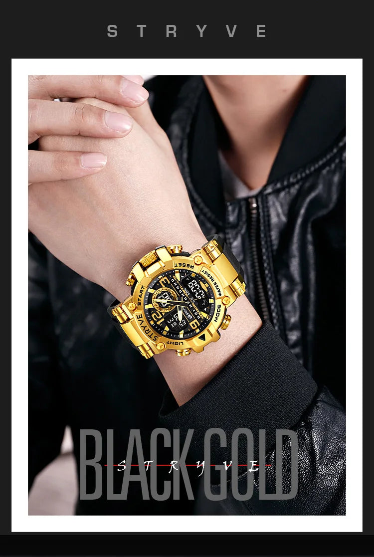 STRYVE 8025 Blue Men's Sport Watches Shock Resistant 50M Waterproof Wristwatch LED Alarm Stopwatch Clock Military Watches