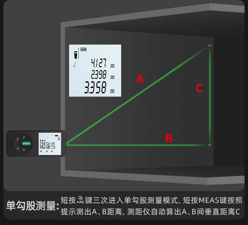 Handheld Laser Rangefinder with Green Red Infrared, Electronic Measuring Tool, High Precision Measuring Instrument