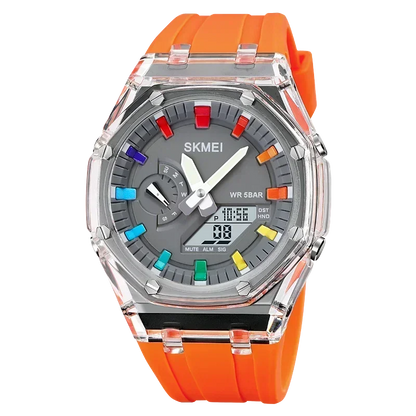 SKMEI 2100 Waterproof Men Watch Countdown Stopwatch Led Light Electronic Movement Wristwatch 5Alarm Clock 2 Time Digital Watches