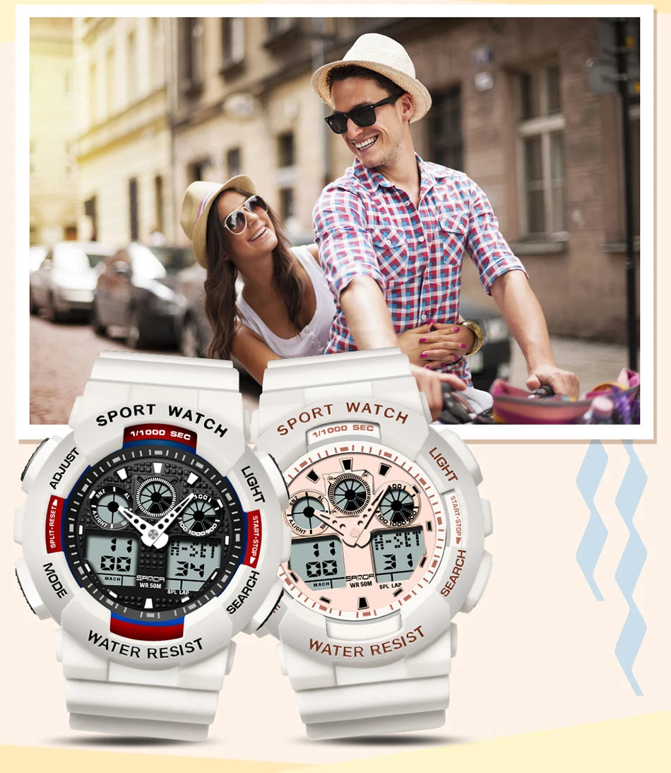 Sport Watch Men Luxury Double Time Electrconi Watches Women's Wristwatch Fashion Shockproof Stopwatch Military Sports Clock