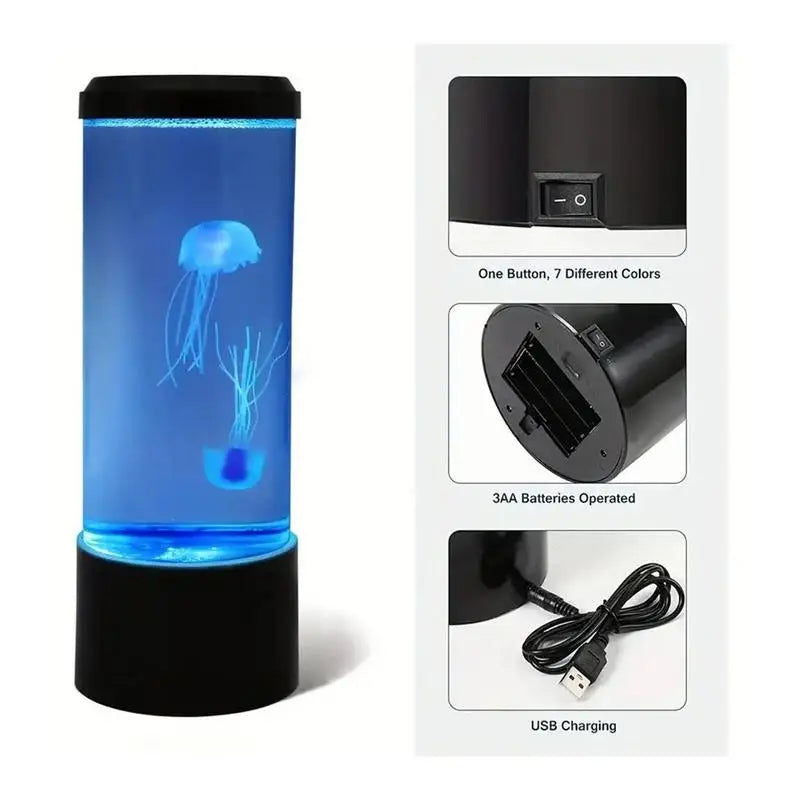 Jellyfish Night Light LED Night Light USB 7 Color USB Changing Jellyfish Lamp Small Mood Light Aquarium Electric Light Lamp
