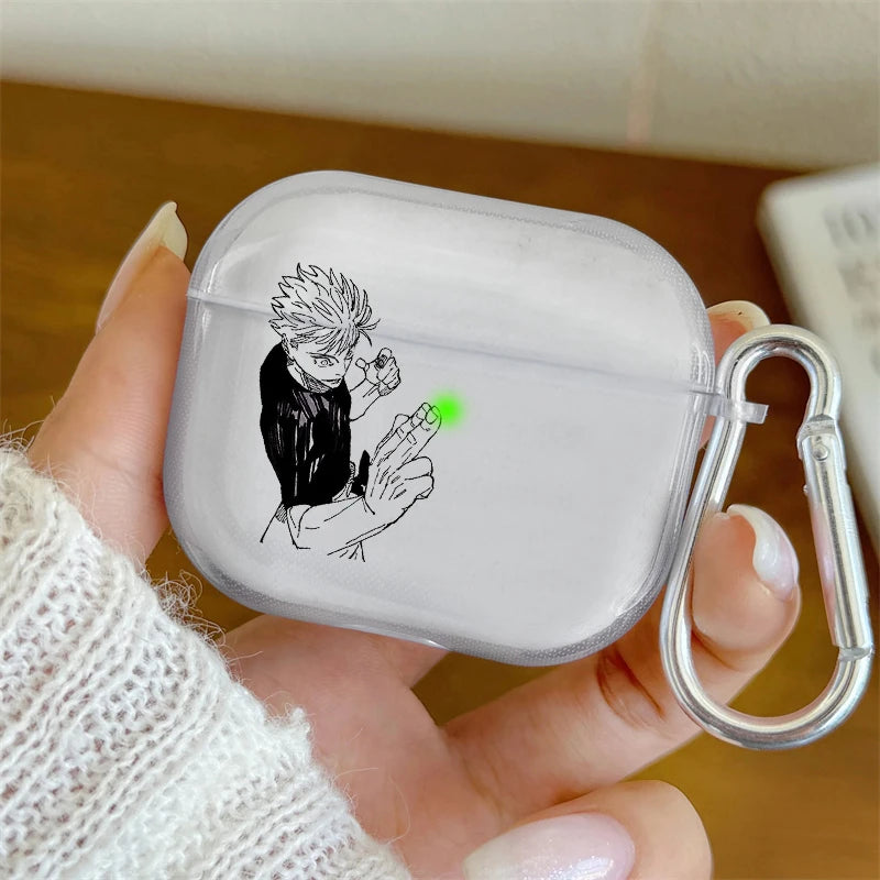 Anime Gojo Satoru Transparent Case for Airpods Pro 3 2 1  4 Cute Cartoon  Japanese Airpod Cases TPU Earphone Cover