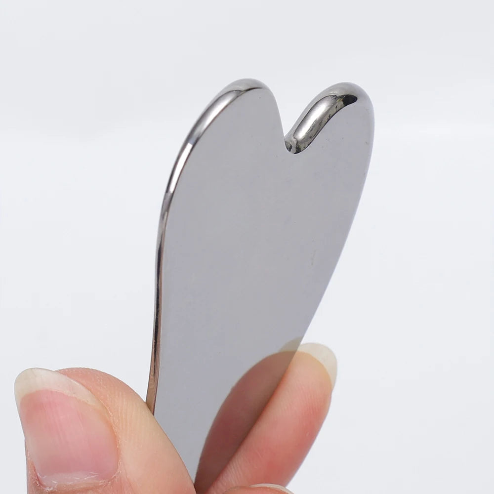 Stainless Steel Gua Sha Scraper Heart Shape Massage Board Face Neck Body Relaxation Facial Scraping Plate SPA Beauty Tools