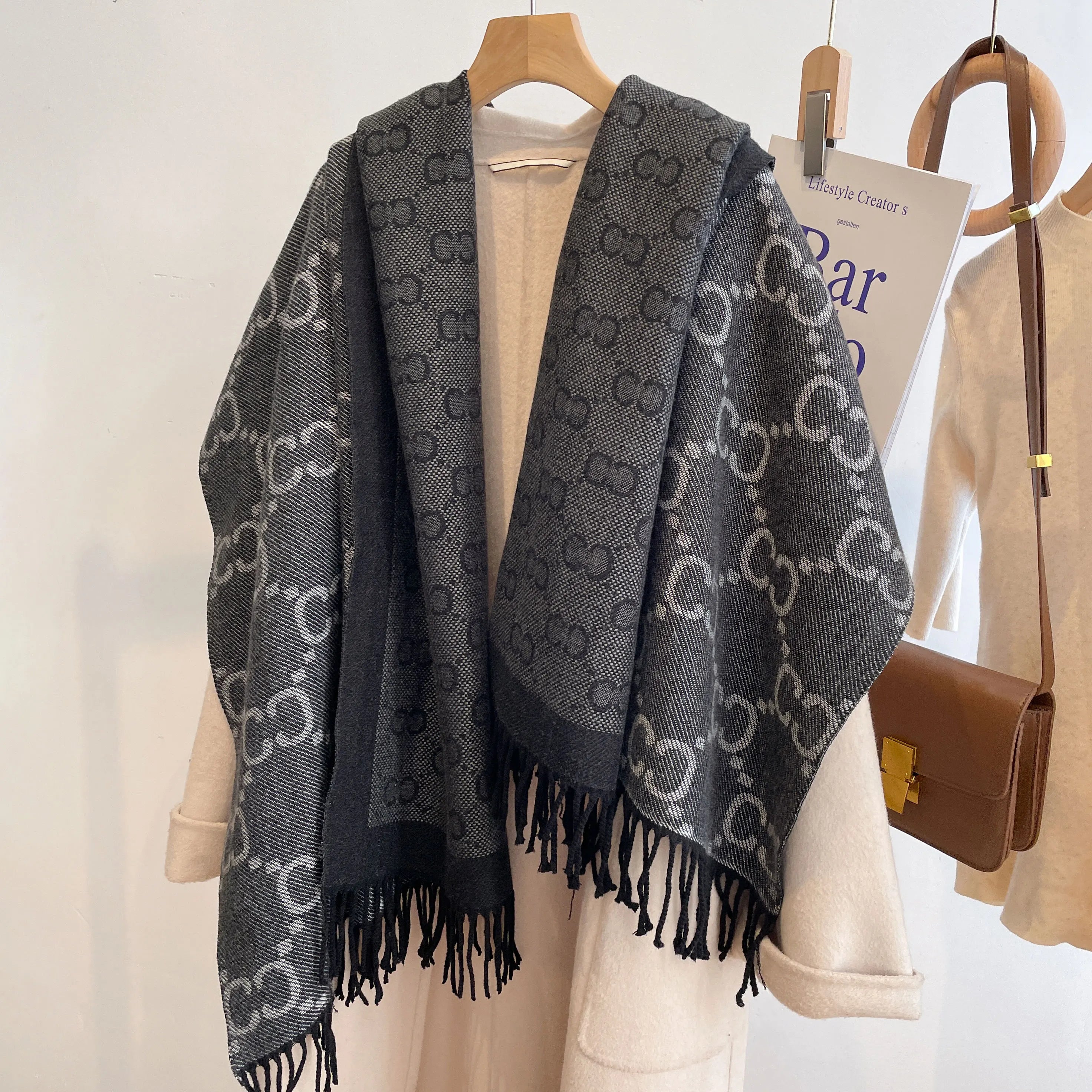 New Luxury Winter Two-Sided Cashmere Long Fringe Scarves High Quality Women Thicken Wrap Shawl Ladies Pashmina Warm Scarf