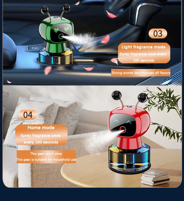 Smart Car Air Freshener AI Rechargeable Car Aroma Diffuser Smart eyes 4 Levels of Adjustable Intelligent Car Diffuser Gift