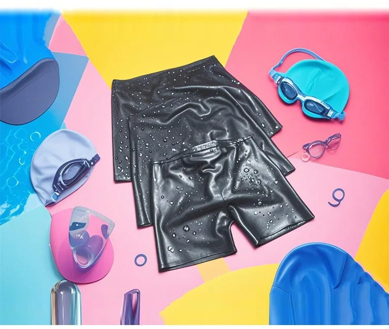 Waterproof Silicone Swim Trunks Quick-Dry Anti-Bacterial Beach Swimming Shorts Men Women High-Waisted Pool Water Park Rafting