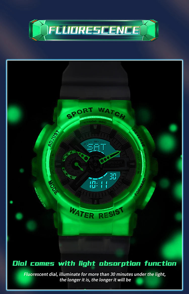 Sanda new 3029 watch luminous fashion personality Electronic Watch fluorescence watch Shell Man Watch