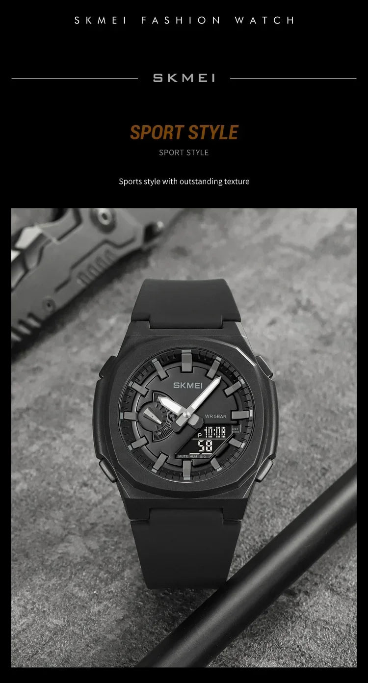 SKMEI 2091 5 Alarms Date Clock reloj hombre with Japan Digital Movement Sport Watches Waterproof Men Countdown Chrono Wriswatch