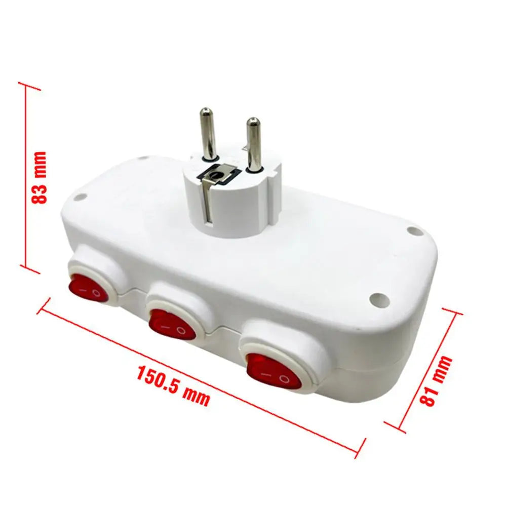 1To3 EU Extension Socket With Switch ON/OFF Electrical Plug European Standard Russia Spain Ukraine Korea Power Converter Socket