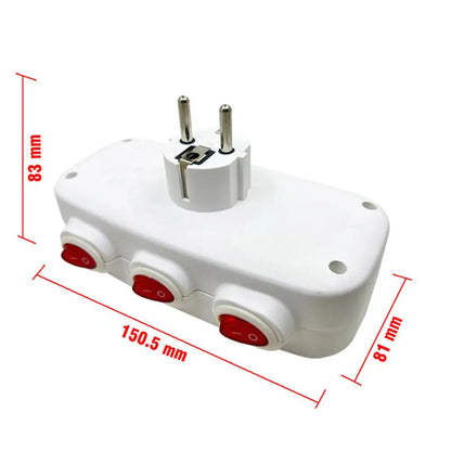 1To3 EU Extension Socket With Switch ON/OFF Electrical Plug European Standard Russia Spain Ukraine Korea Power Converter Socket
