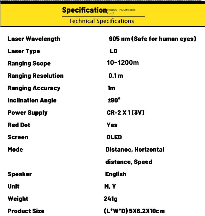 1200m Mini Laser Infrared Riflescope Rangefinder for Hunting Shooting Distance Angle Speed Measurer Tactical Rifle Scope Mounted