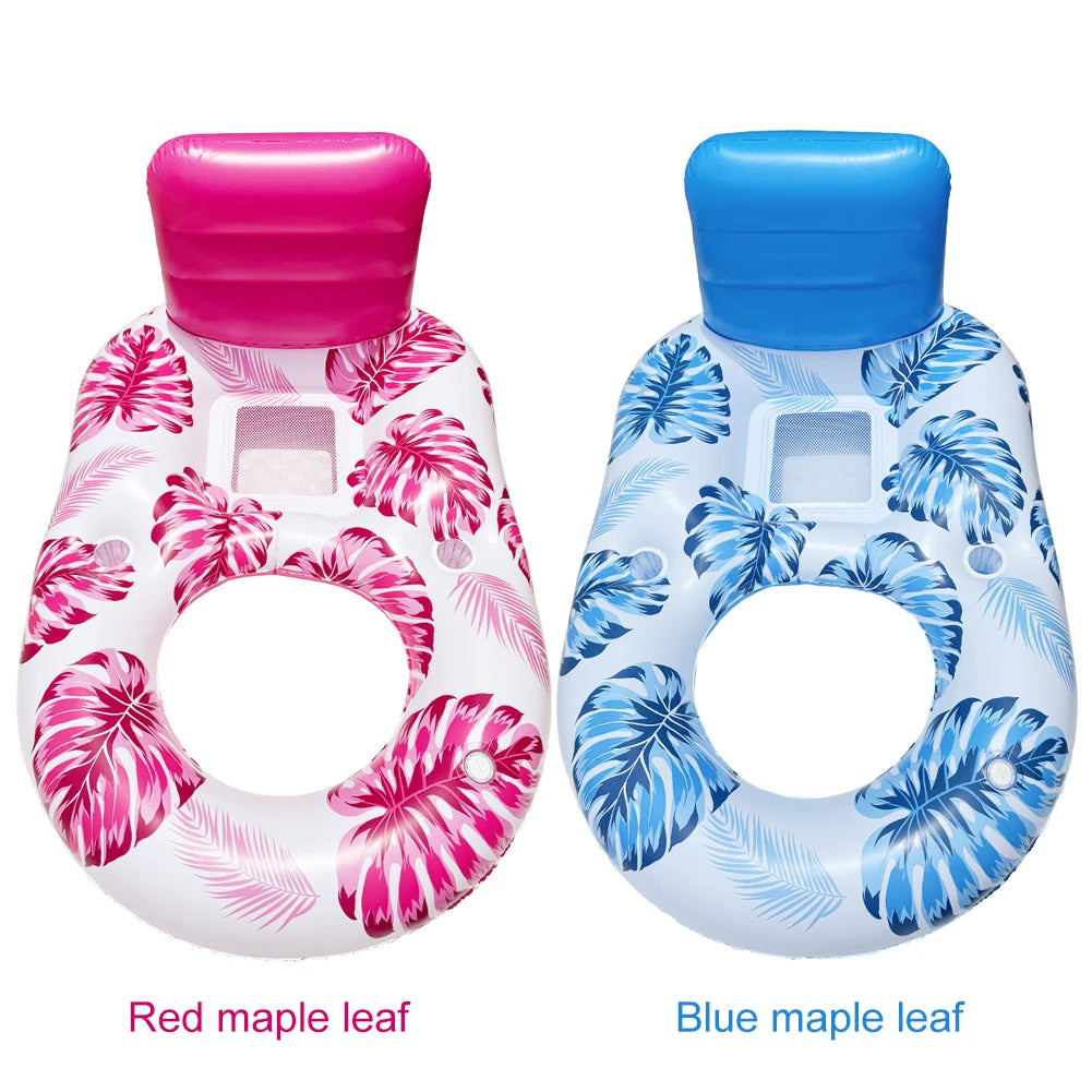 Pool Lounge Float Inflatable Pool Floats Comfortable Pool Float Lounger with Cup Holder Water Floating Recliner for Pool Beach