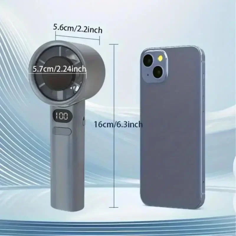 Portable Handheld Mini Turbo Fan USB Powered  Fan with 120 Speed Stepless Adjustment Strong Wind Air Cooling for Outdoor Use