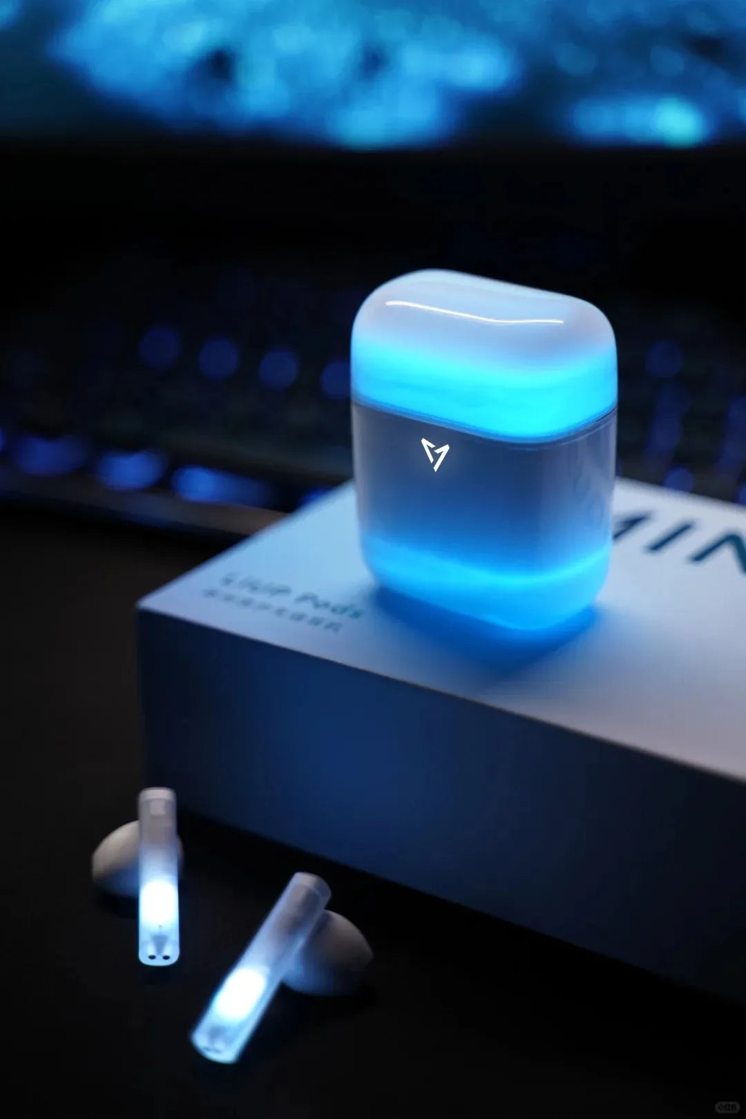 LIUP Night Light Quicksand Wireless Earphones AI Noise Reduction Luminous Transparent Glass Bluetooth 5.4 Muisc Gaming Headphone