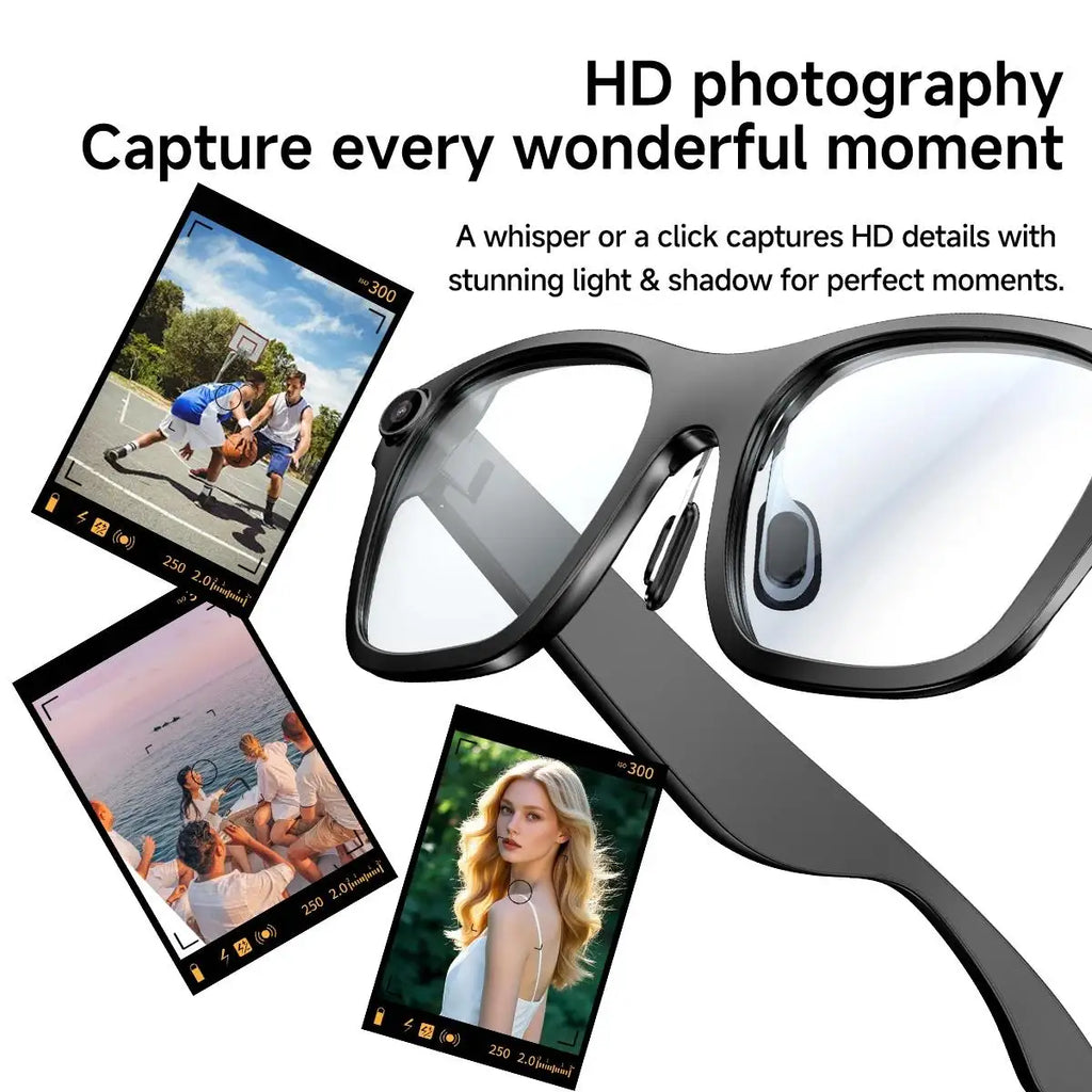 AI Smart Glasses With 5MP Camera Translation Voice Control WIFI Transmission Bluetooth Call Music Playback Intelligent Glasses