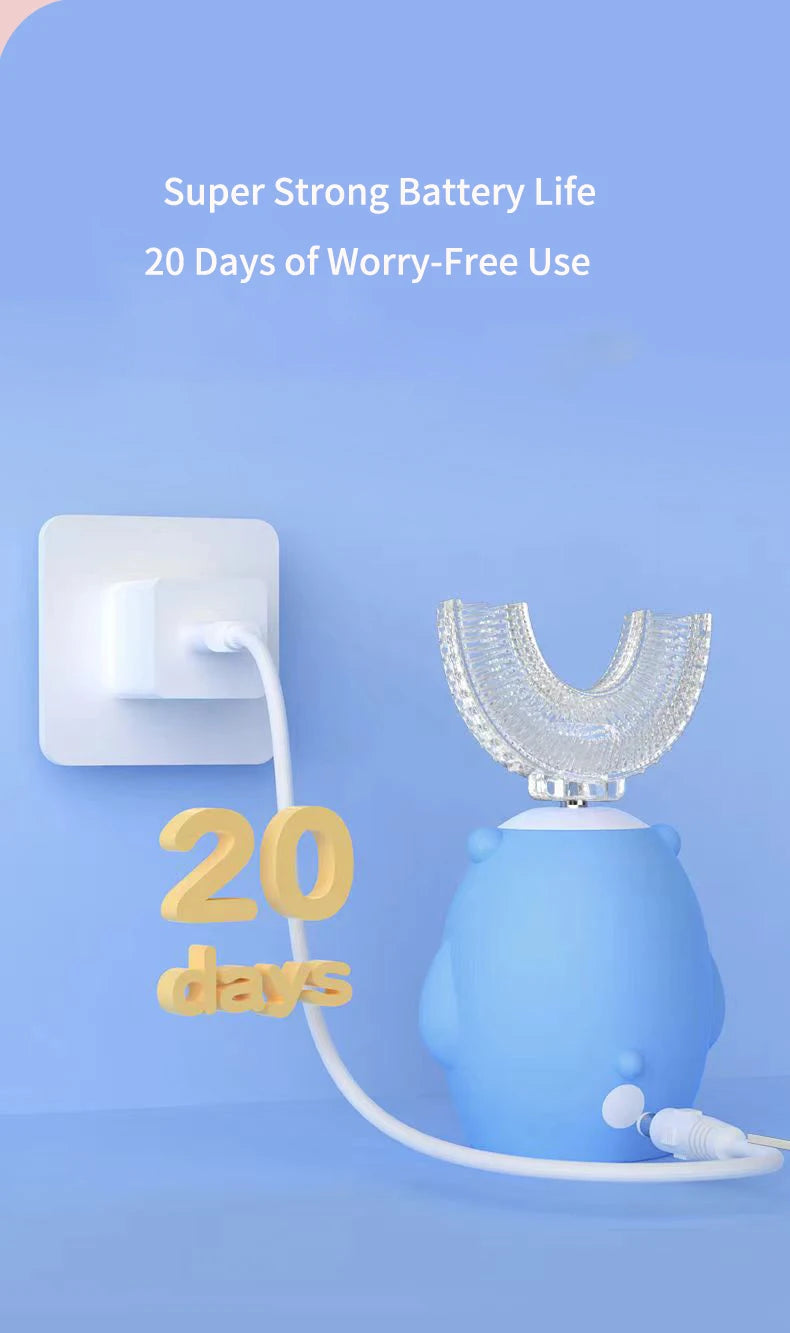 360 Degrees Intelligent Automatic Electric Toothbrush for Kids Children Rechargeable U Shaped Smart Sonic Tooth Brush Waterproof