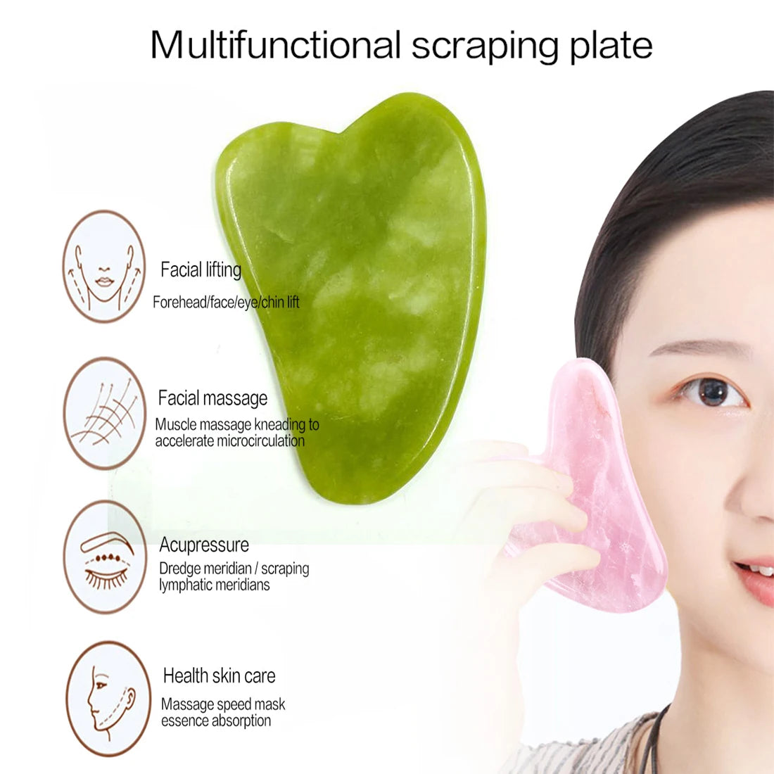 Gua Sha Massage Natural Stone Jade Gua Sha  Masajeador Facial  Board Acupoint Eye Care SPA Massager Tool massage visage